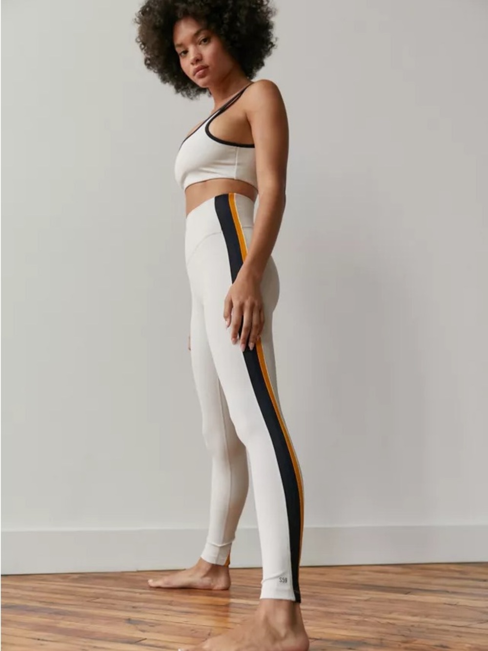 Splits59 leggings with navy & Mustard Trim